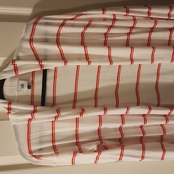 cabi Stroll Cardigan Style 5826 - Size Large - EUC - Orange White Duster - Picture 2 of 14